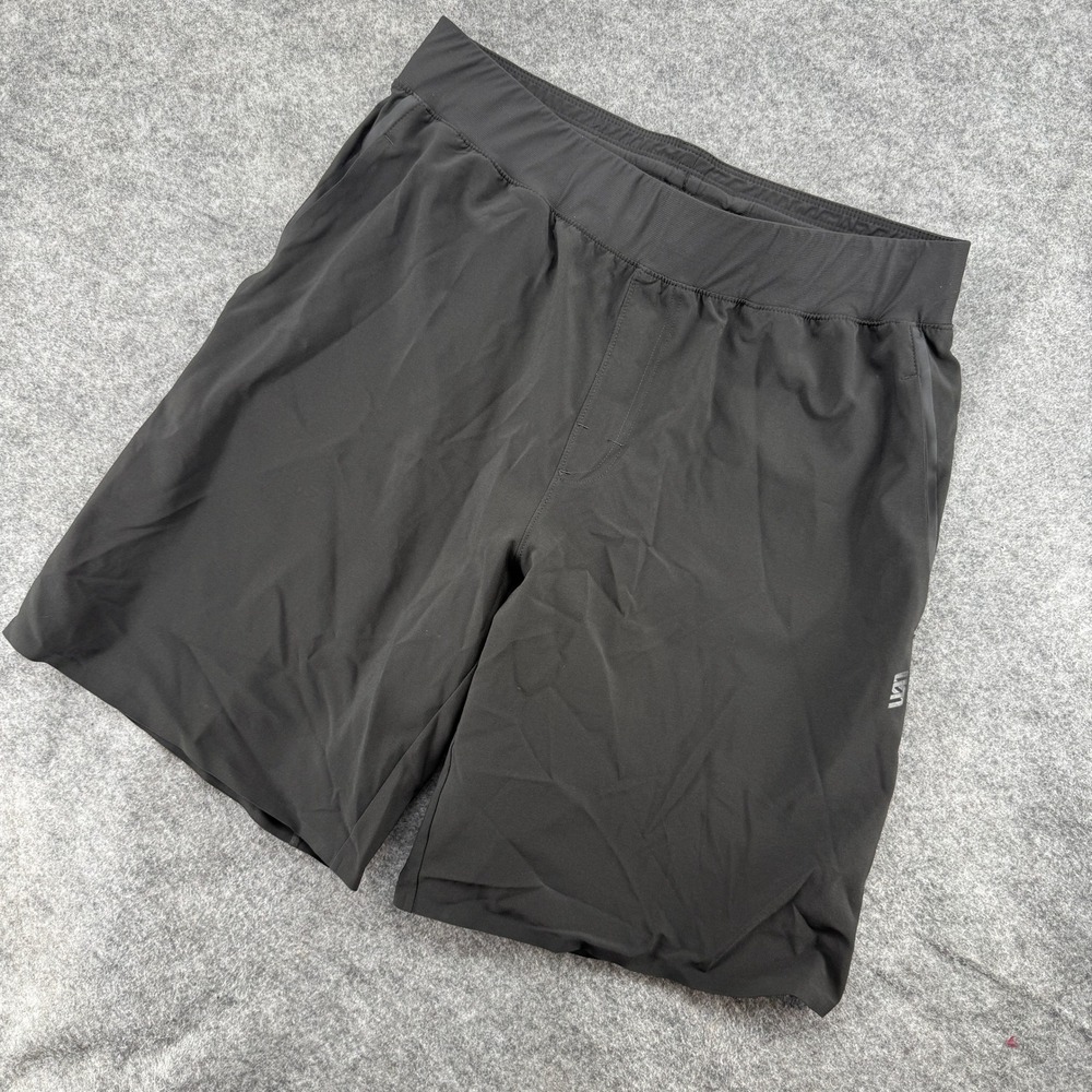 Second Skin Athletic Shorts Mens Med Black Elastic Waist Pockets Training Gym